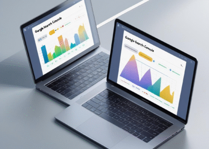 Business professionals exploring digital marketing search results in 2025