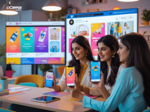 Pakistani SEO experts analyzing Google search rankings in Lahore office.