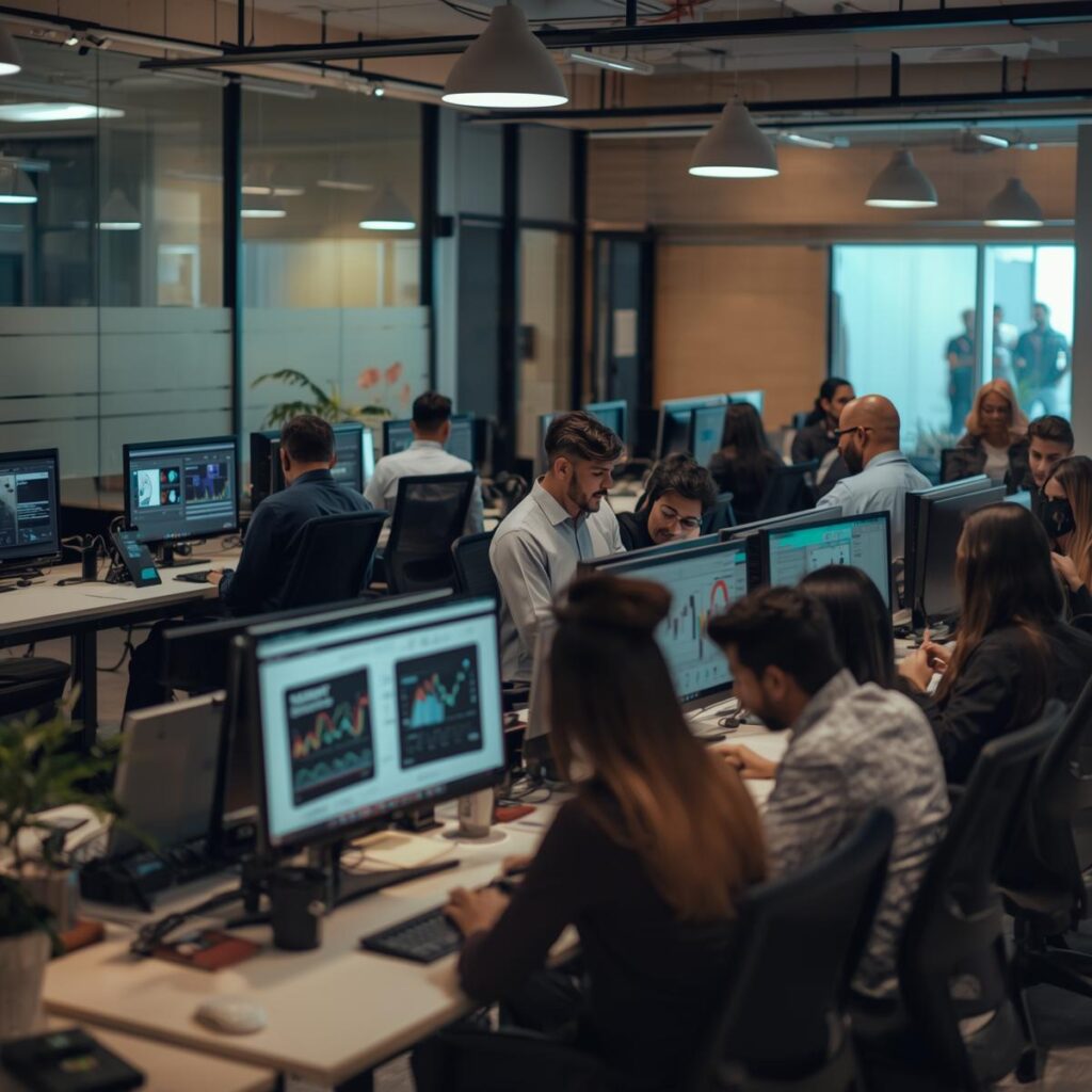 Team of digital marketers working on online campaigns in Lahore, Pakistan